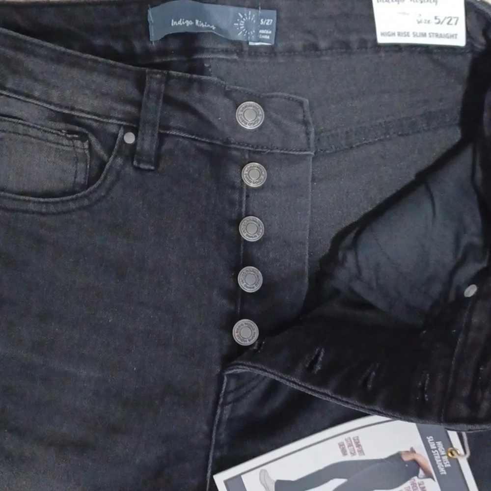 Size 5 faded black jeans "Comfort Stretch, Slim Through Hips" denim pants Basic_4